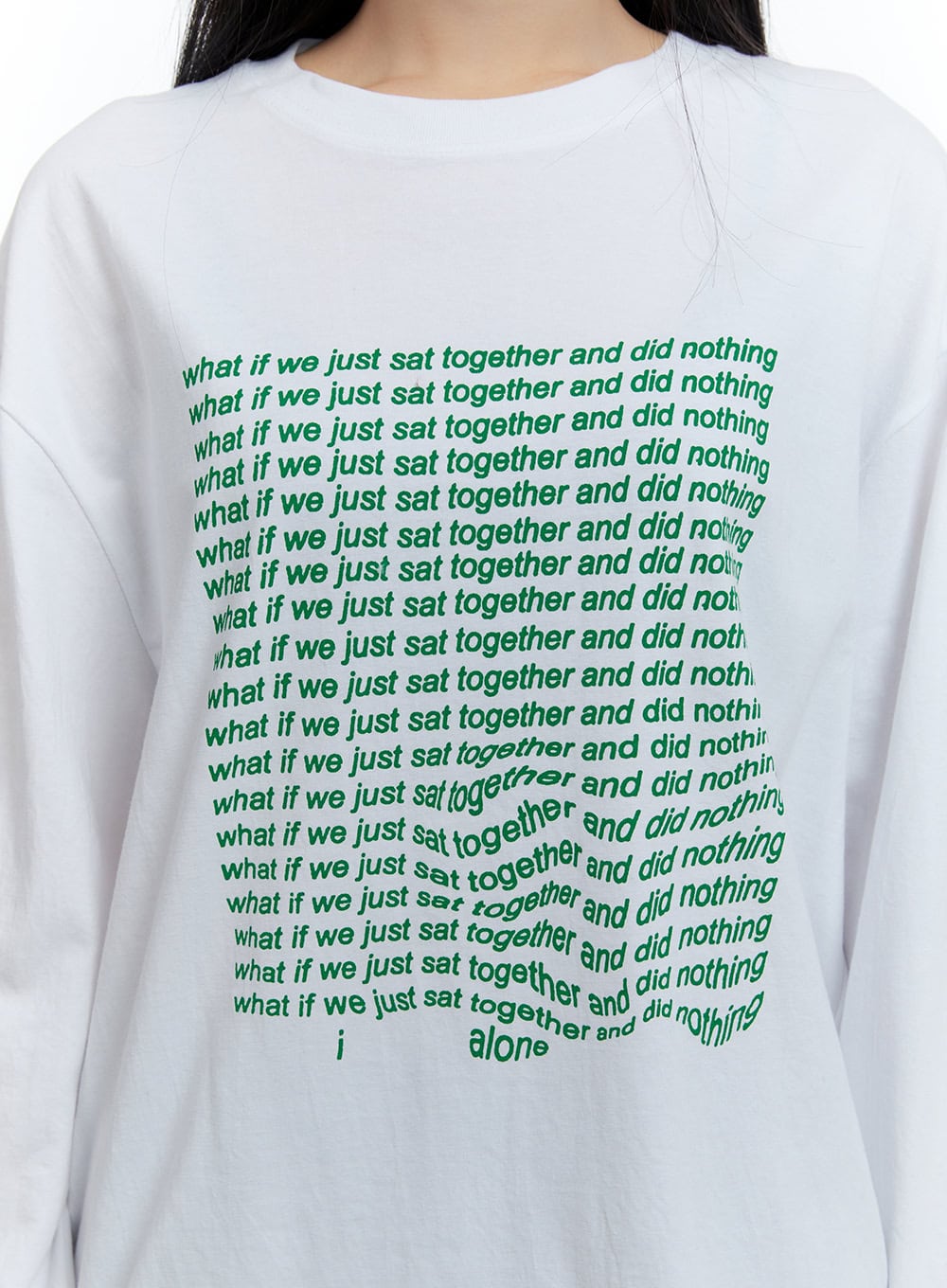 Oversized Graphic Phrase Long Sleeve Top CD424