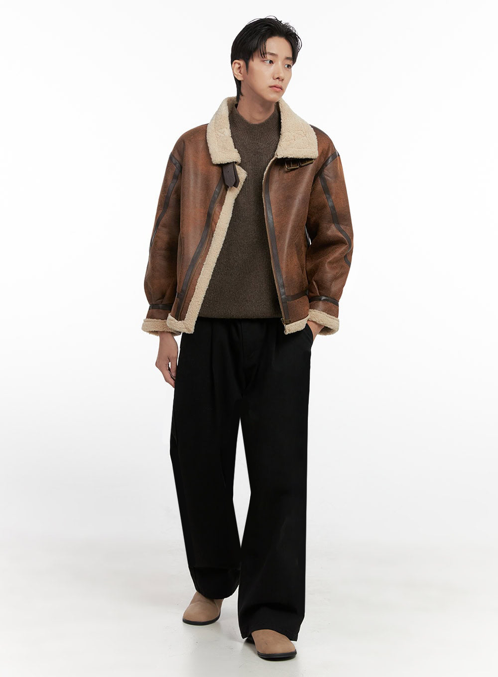 Men's Cotton Pintuck Wide-Fit Pants ID406