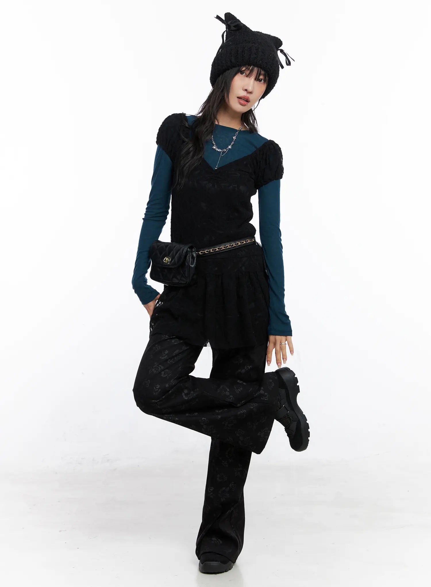 Lace Shirred Mini Dress CO507