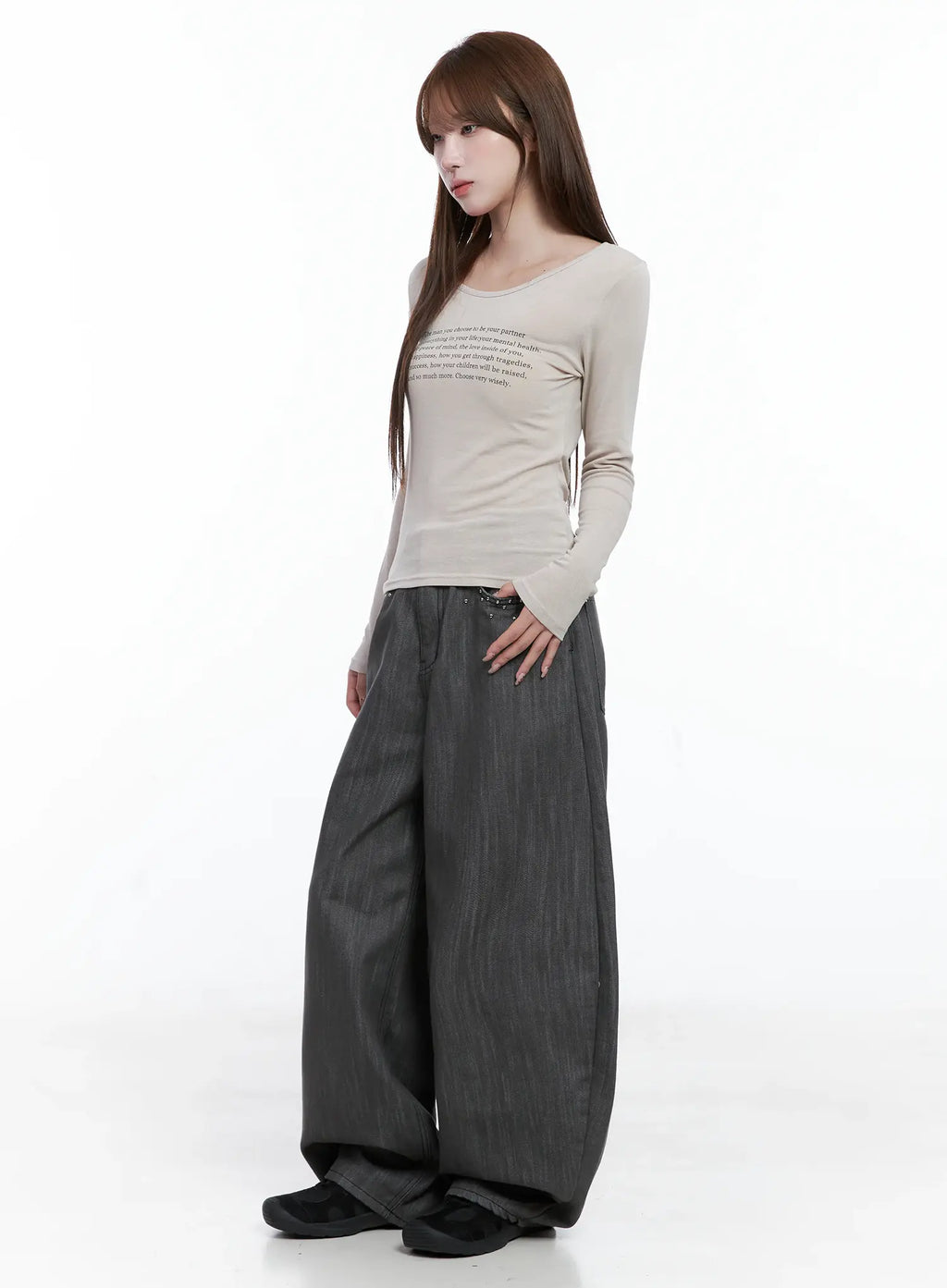 Ann Rhinestone Wide‑Leg Jeans CS501