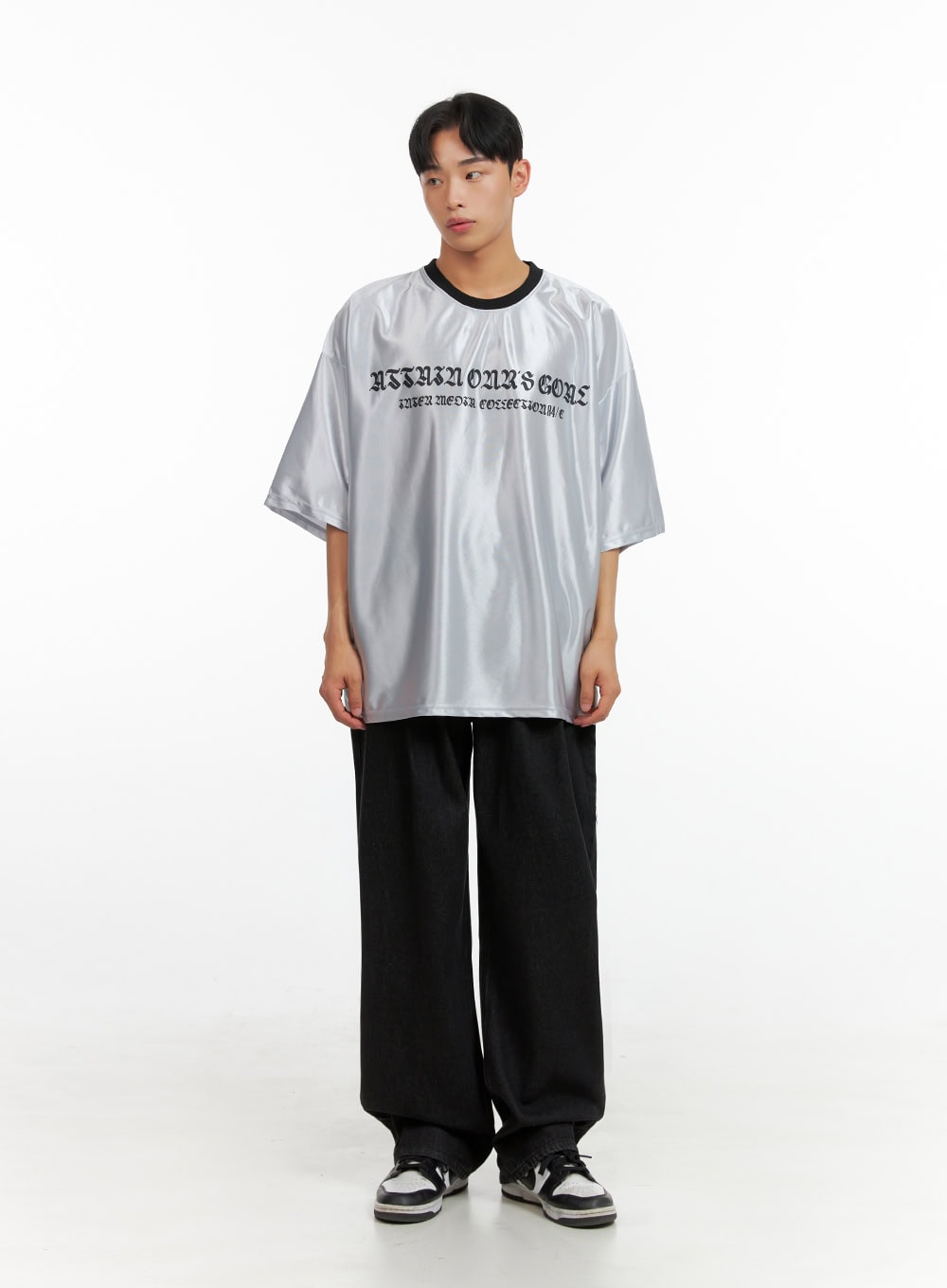 Men's Metallic Lettering T-Shirt IU412