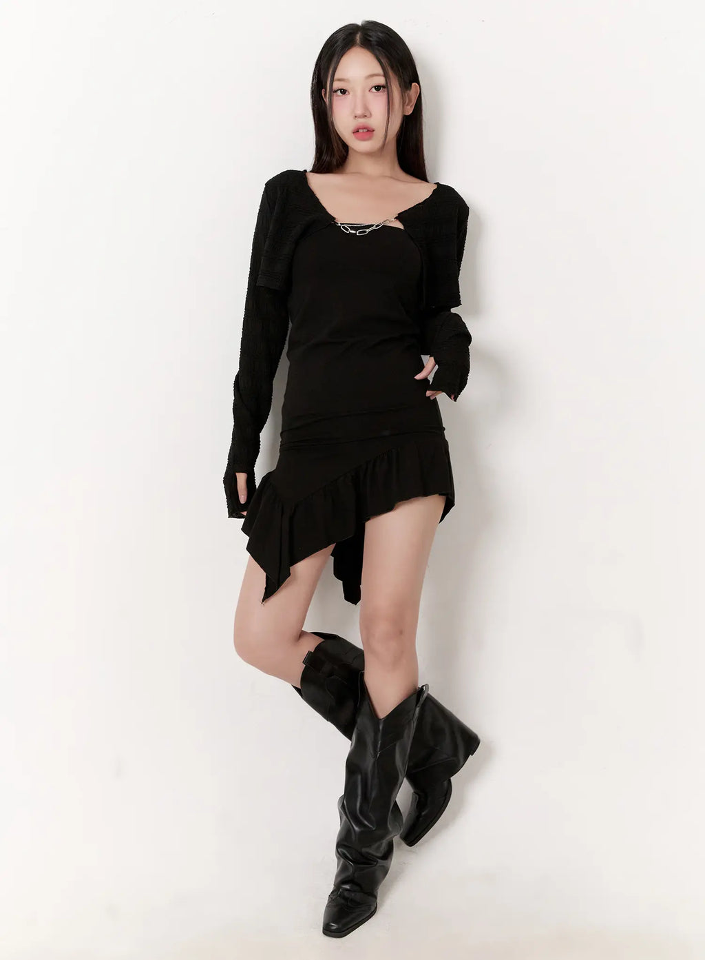 Cropped Chain Knit Cardigan CL531