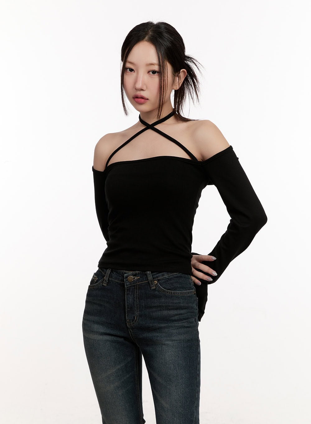 Cross-Strap Off-Shoulder Top CM507