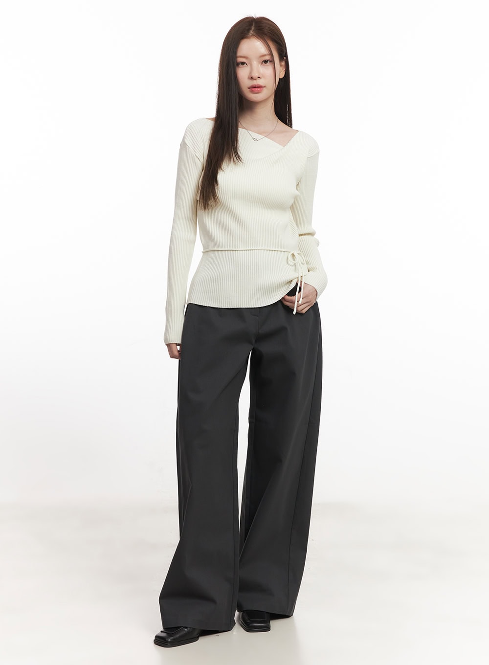Asymmetric Ribbed Slim-Fit Sweater CA502