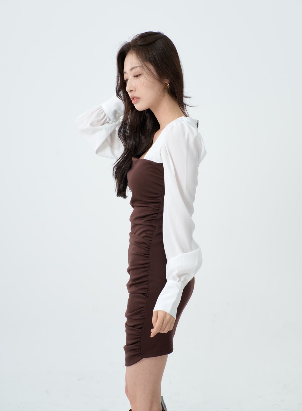 Elegant Square Neck Ruffle Pencil Mini Dress IO19