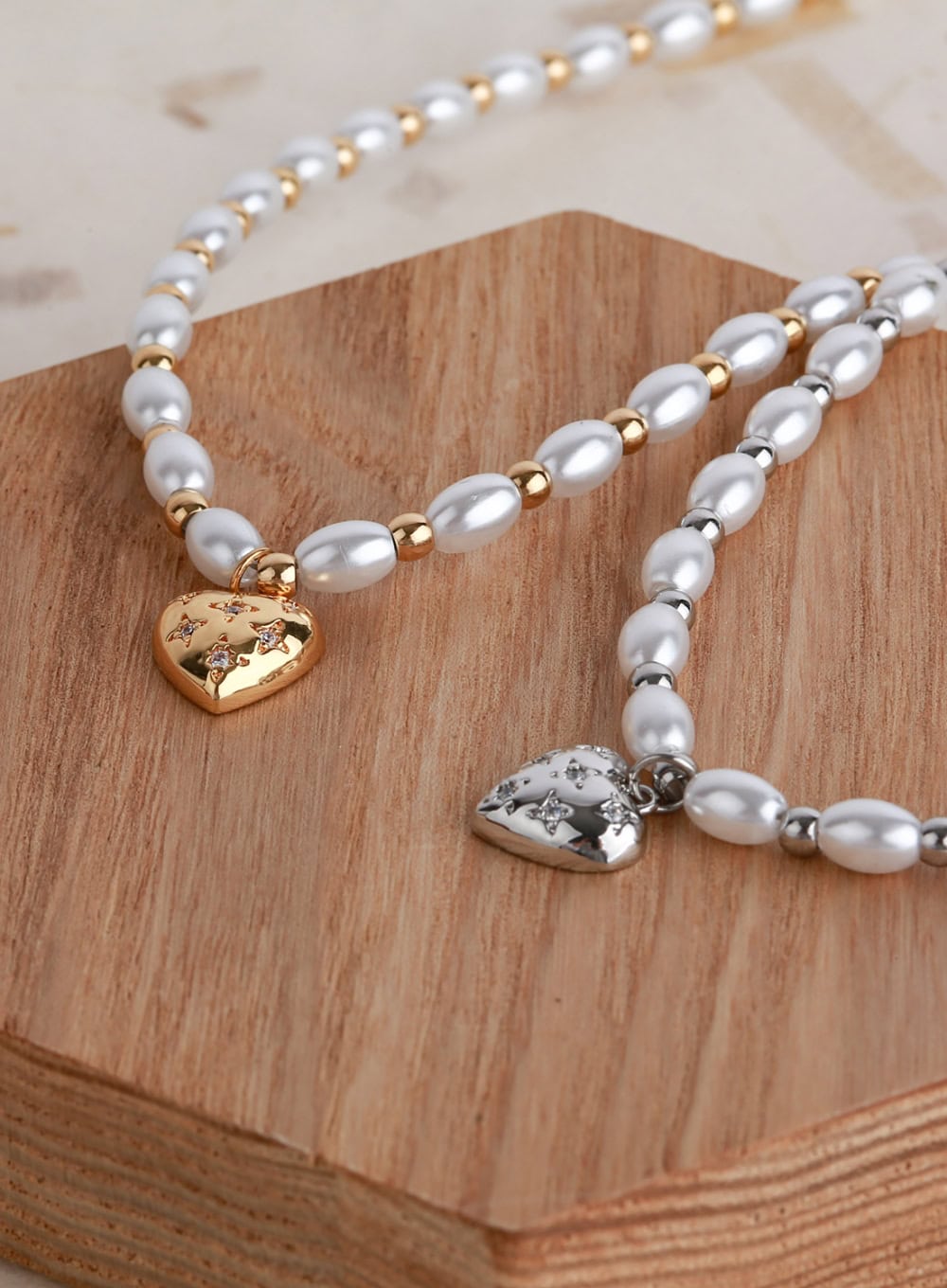 Heart Ball Mix Chain Necklace IL403