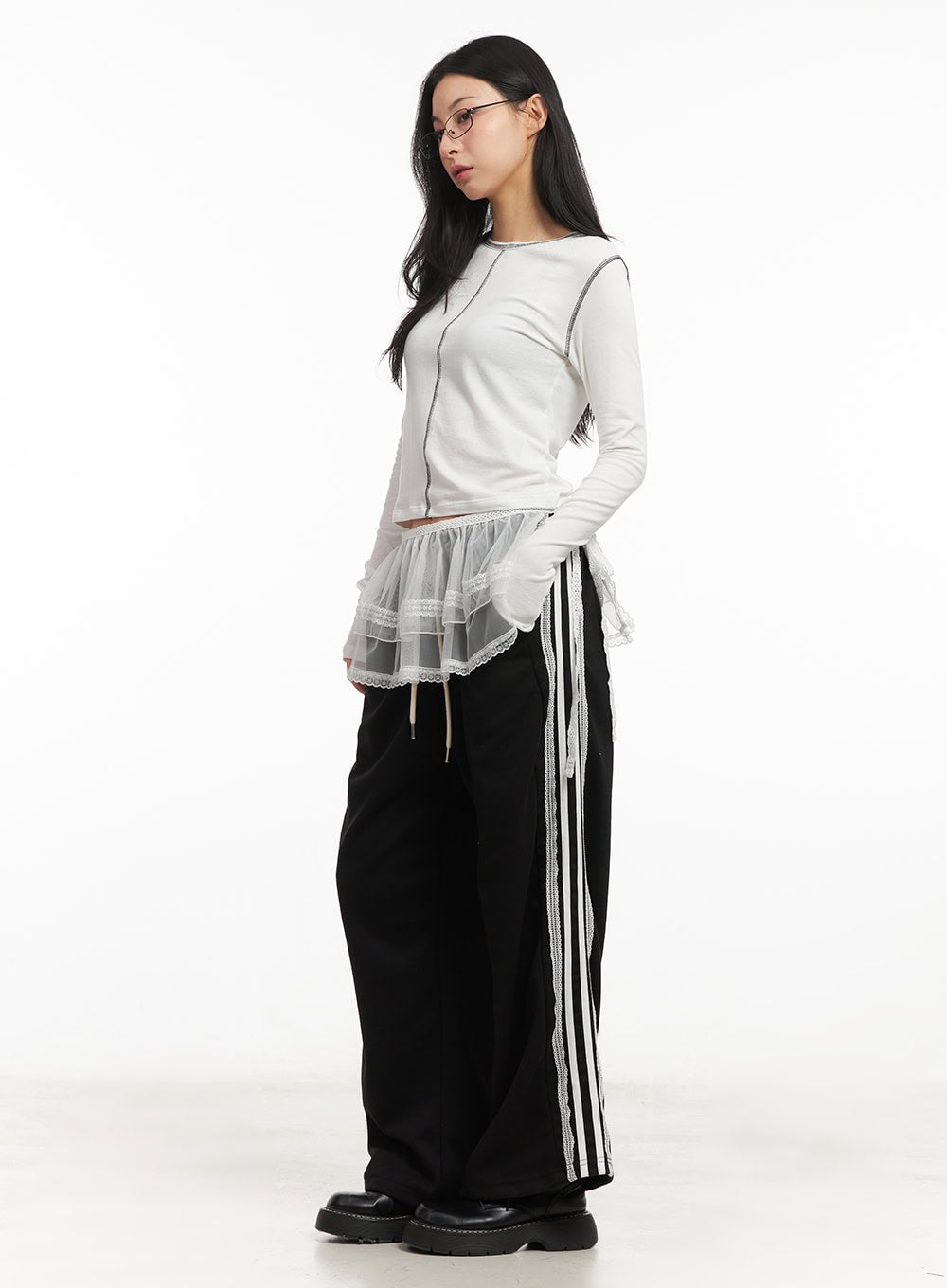 Stitched Long Sleeve Crop Top CM504