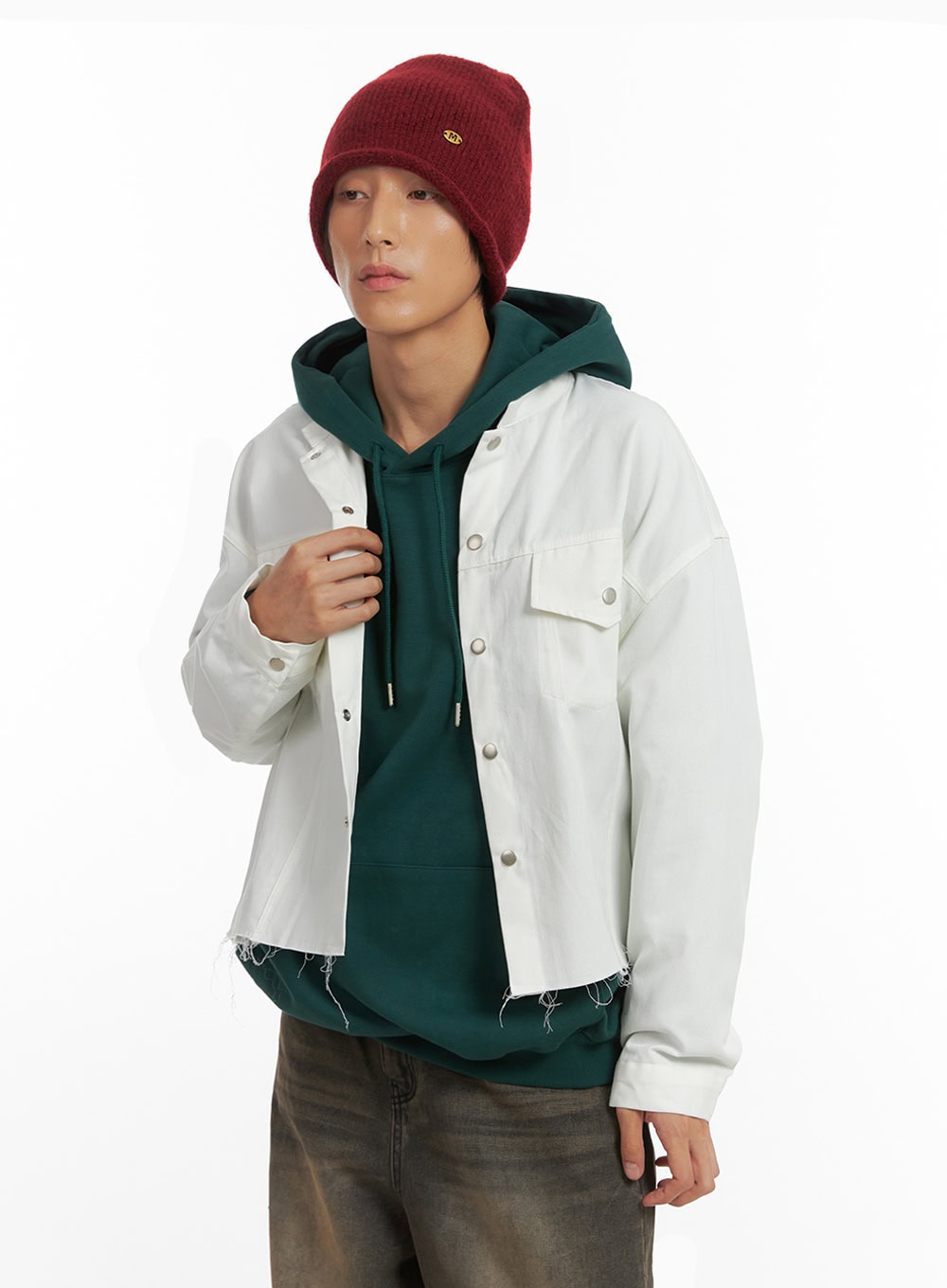 Men's Cotton Buttoned Trucker Jacket IO402