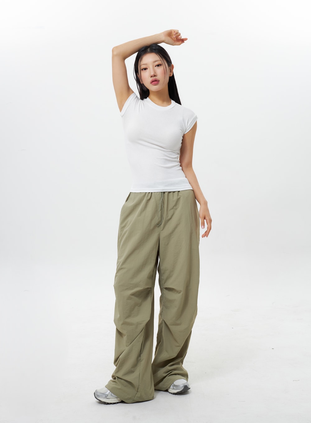 Nylon Wide Track Pants IY311