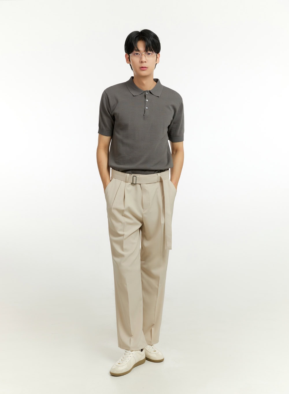 Men's Buckle-Waist Wide Fit Pants IL412