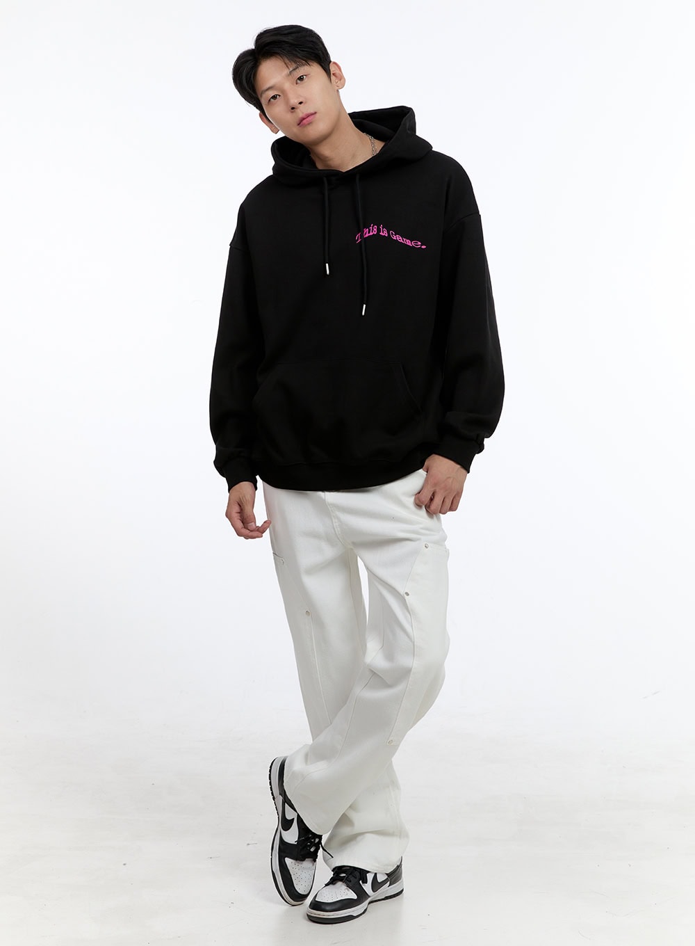 Men's Lettering Oversize Hoodie (Black) IG428