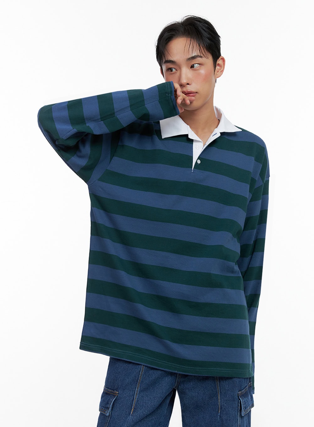Men's Oversized Striped Cotton T-Shirt IN426