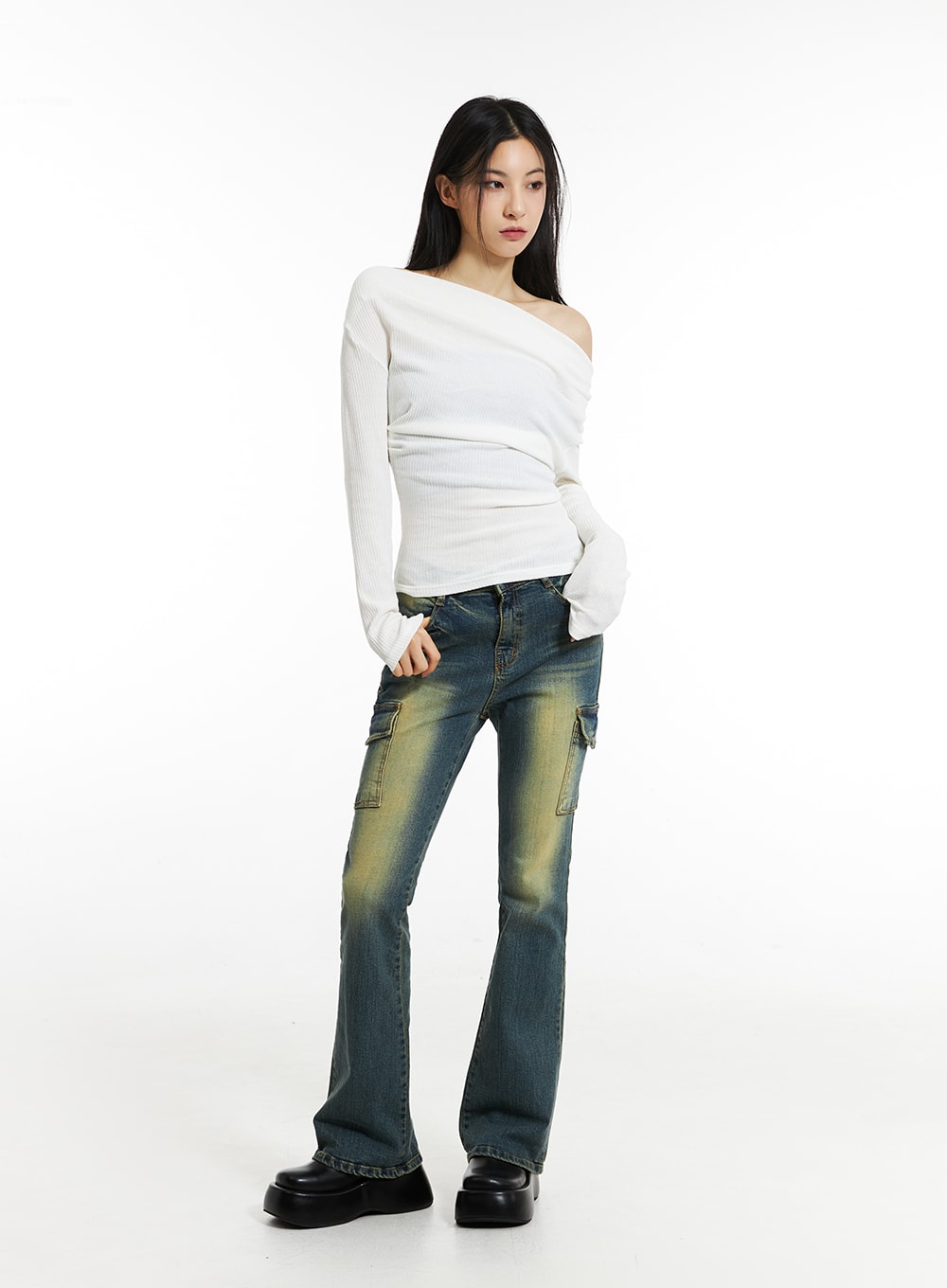 Wide Neck Off-Shoulder Tee IN308