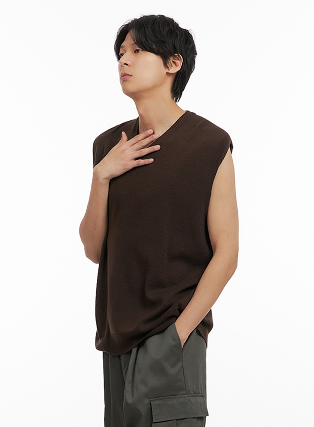 Men's Classic V-Neck Knit Vest (Brown) IY410