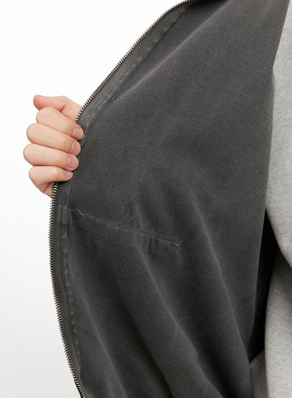 Men's Oversized Washed Zip-Up Hoodie IJ517