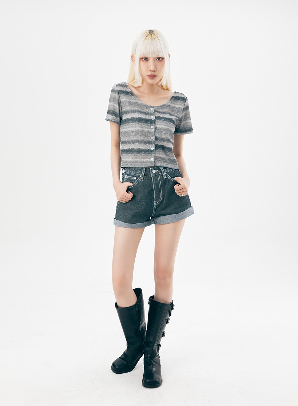 Dark Wash Denim Shorts IL307