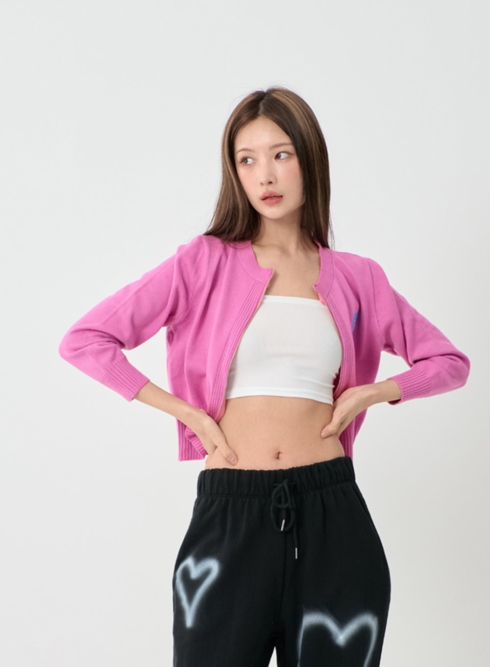 S Lettering Knit Long Sleeve Zip Up IS06