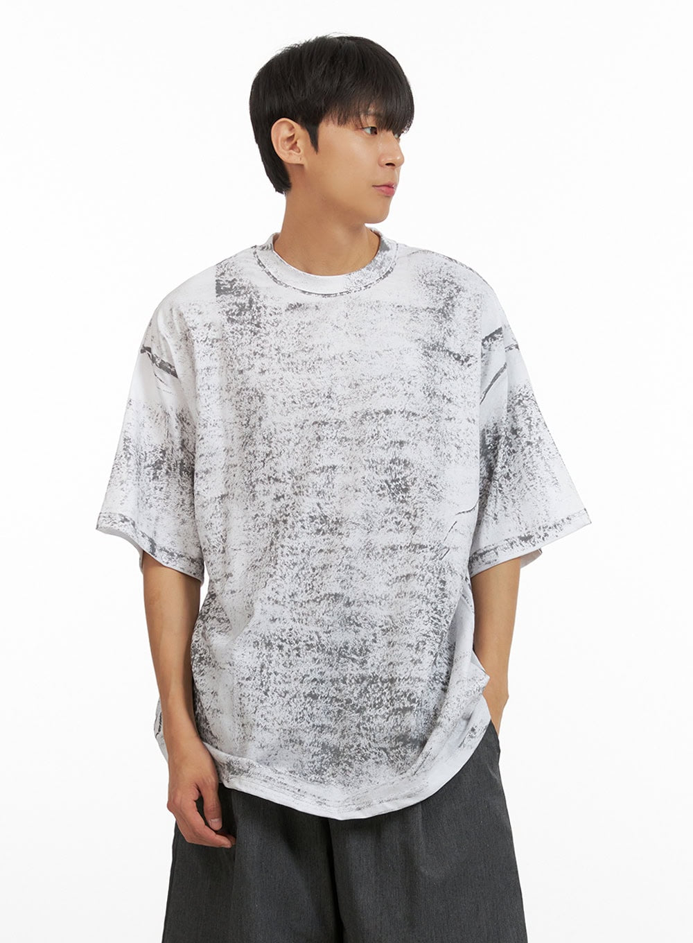 Men's Graphic Round Neck Oversized Top IU418