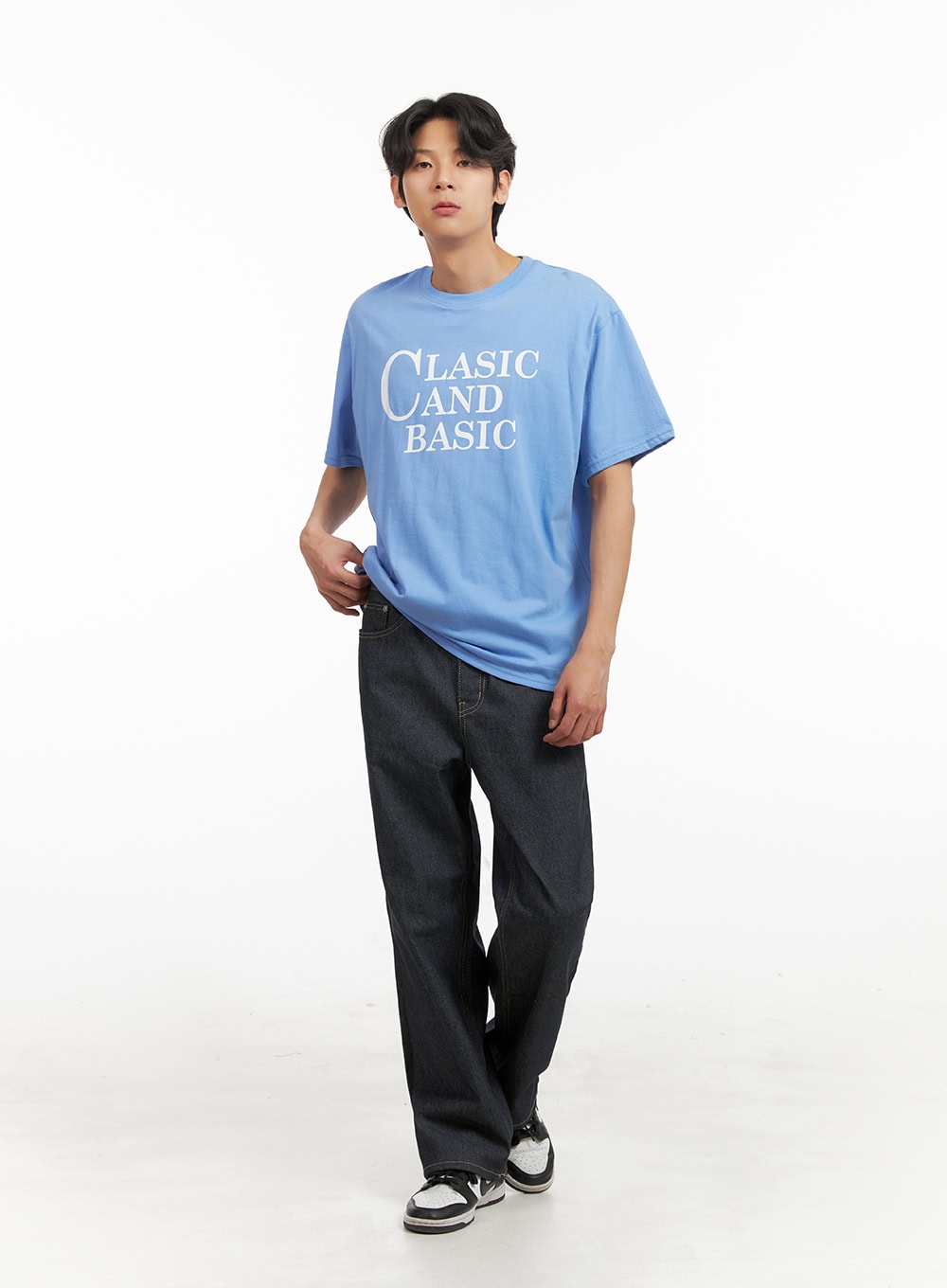Men's Graphic Lettering Tee (Light Blue) IY424