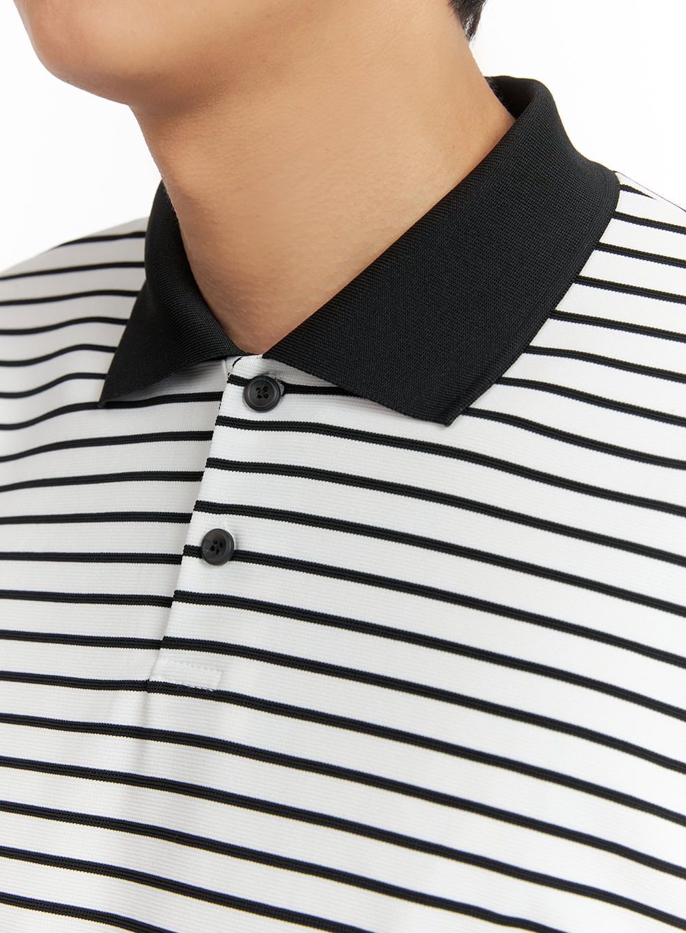 Men's Striped Collar T-Shirt (White) IU405