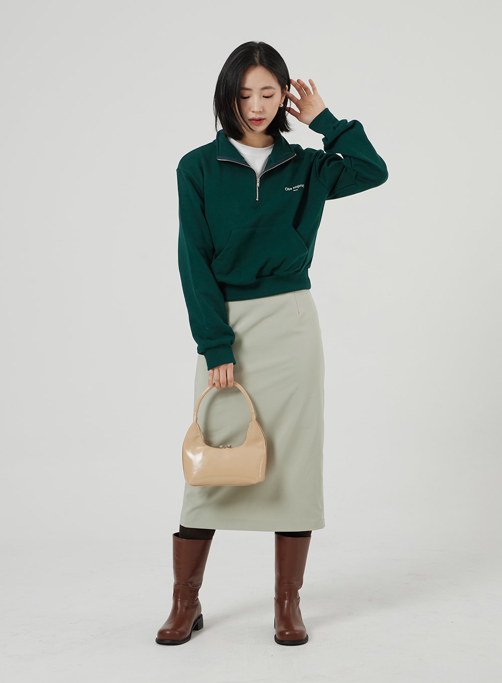 Cropped Half Zip-Up OF313