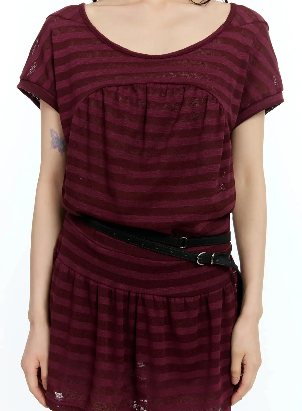 Striped Relaxed-Fit Mini Dress IU524