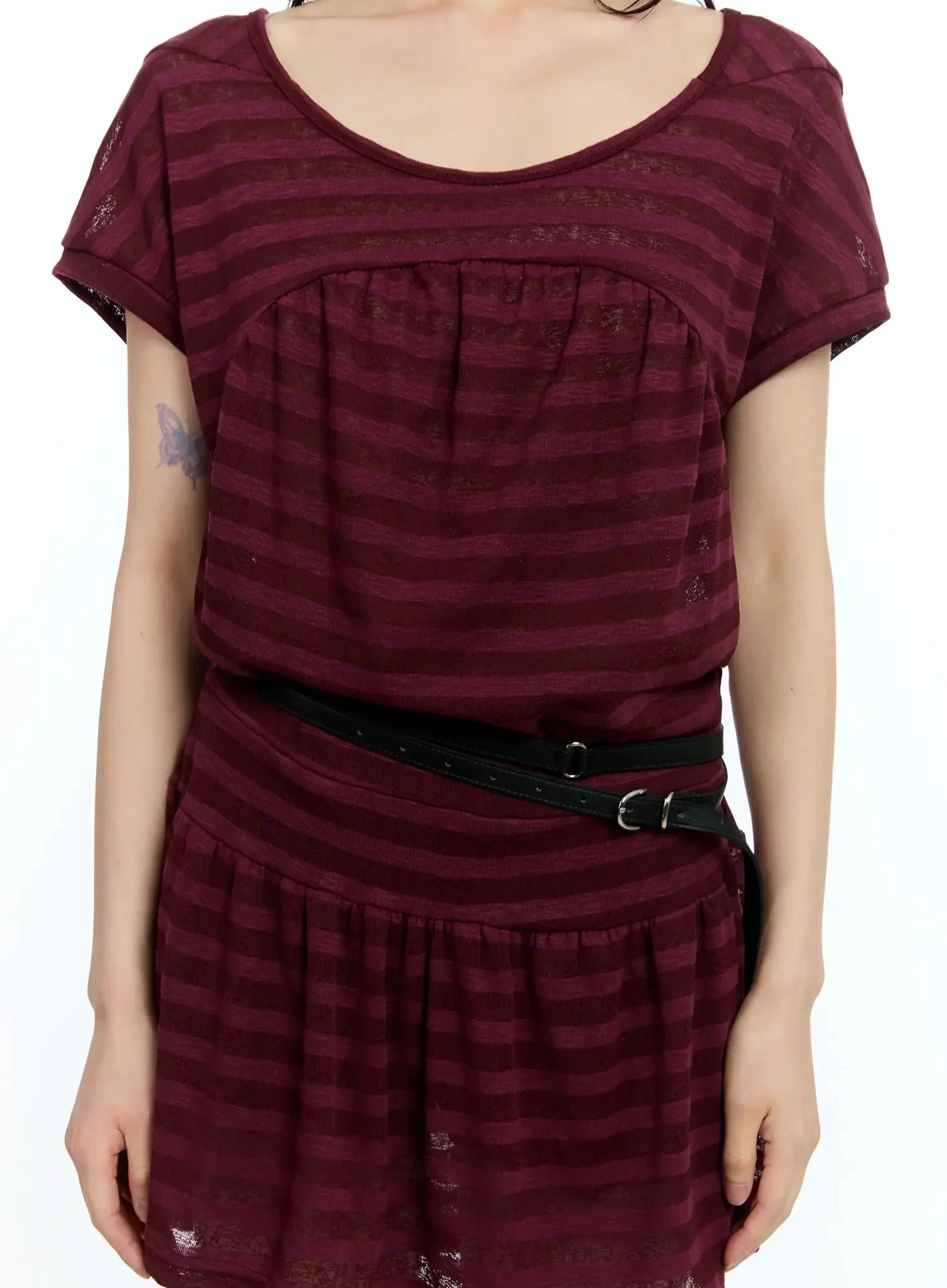 Striped Relaxed-Fit Mini Dress IU524