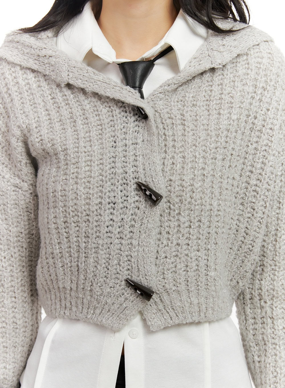 Hooded Knit Crop Cardigan CN416