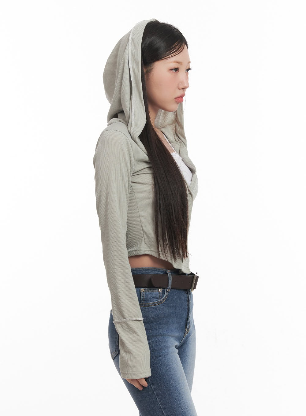 Hooded Layered Crop Cardigan CM531