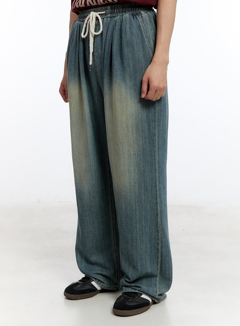 Men's Pintuck Denim Sweatpants (Blue) IY529