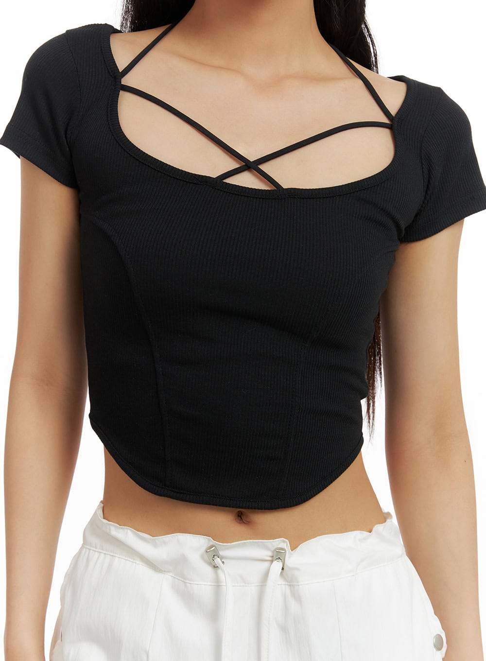 X Strap Solid Crop Tee CA424