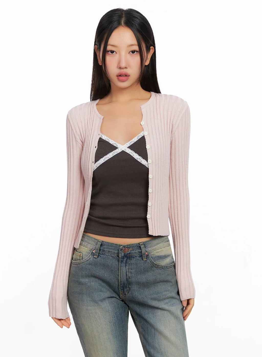 Ribbed Slim Fit Cardigan IG528