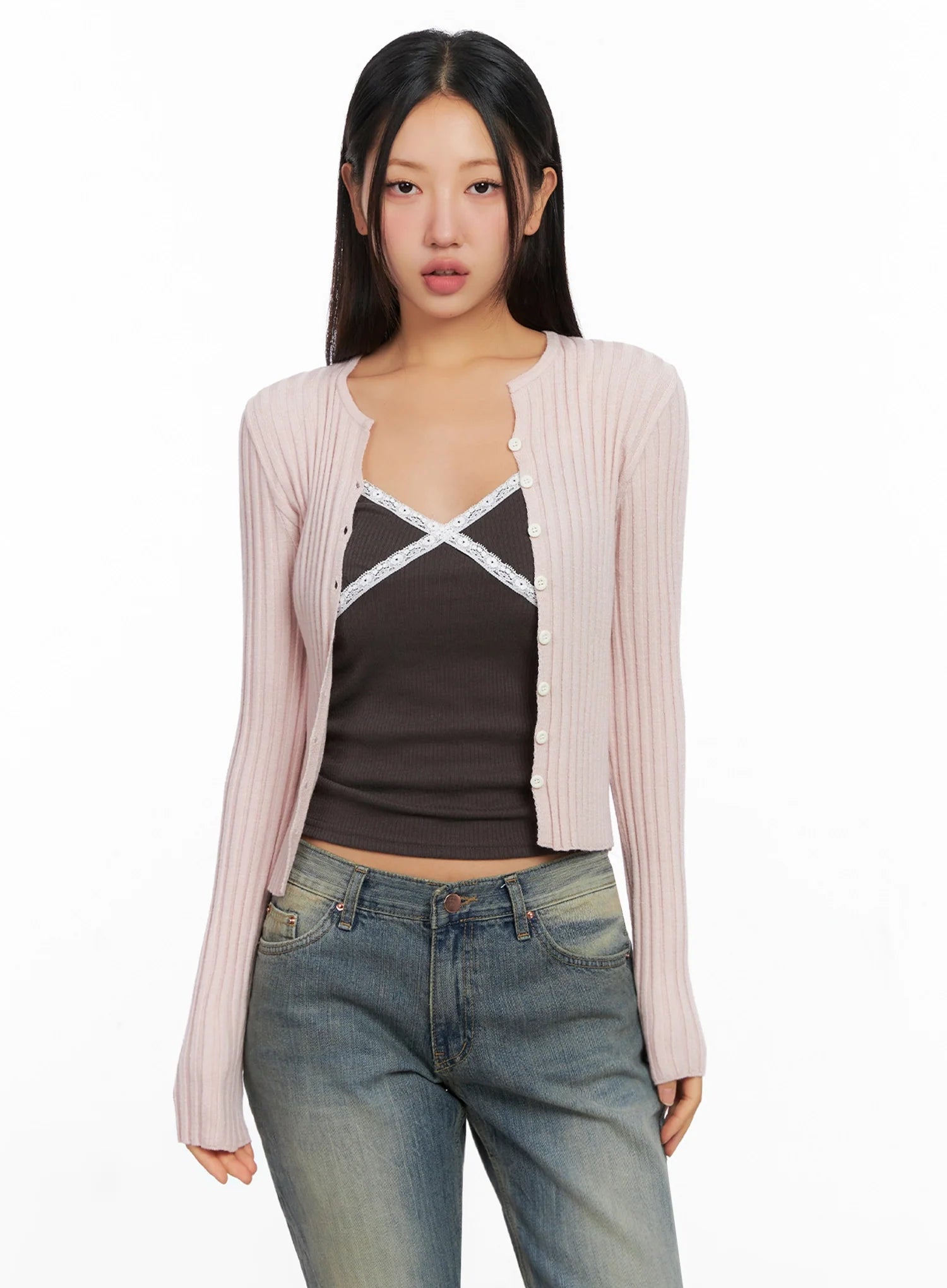 Ribbed Slim Fit Cardigan IG528