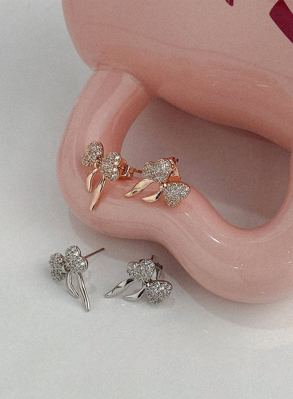 Balloon Ribbon Cubic Earrings IA517