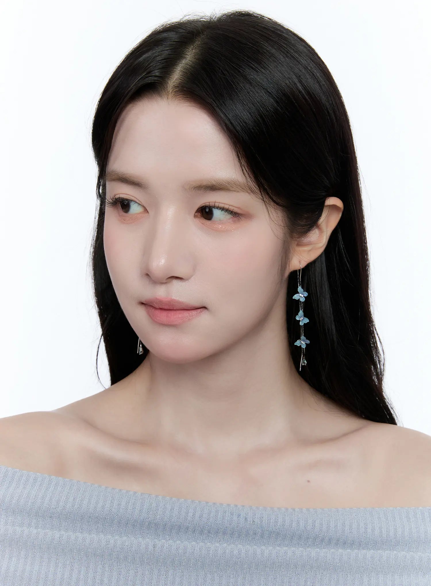 Blue Butterfly Drop Threader Earrings CC0608