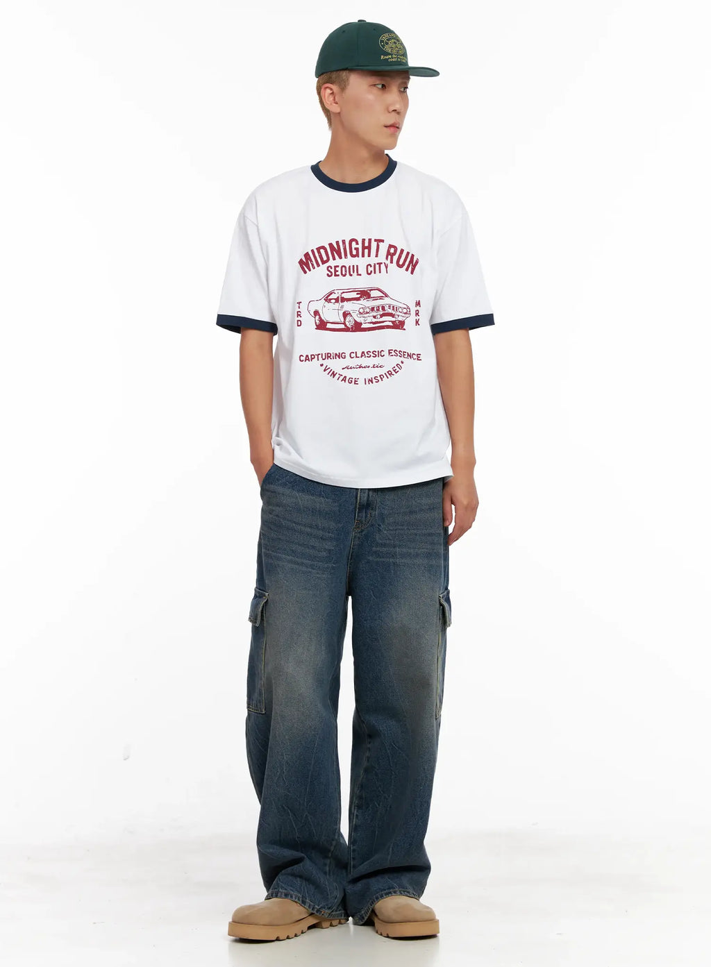 Men's Wide-Leg Cargo Denim Jeans IL518