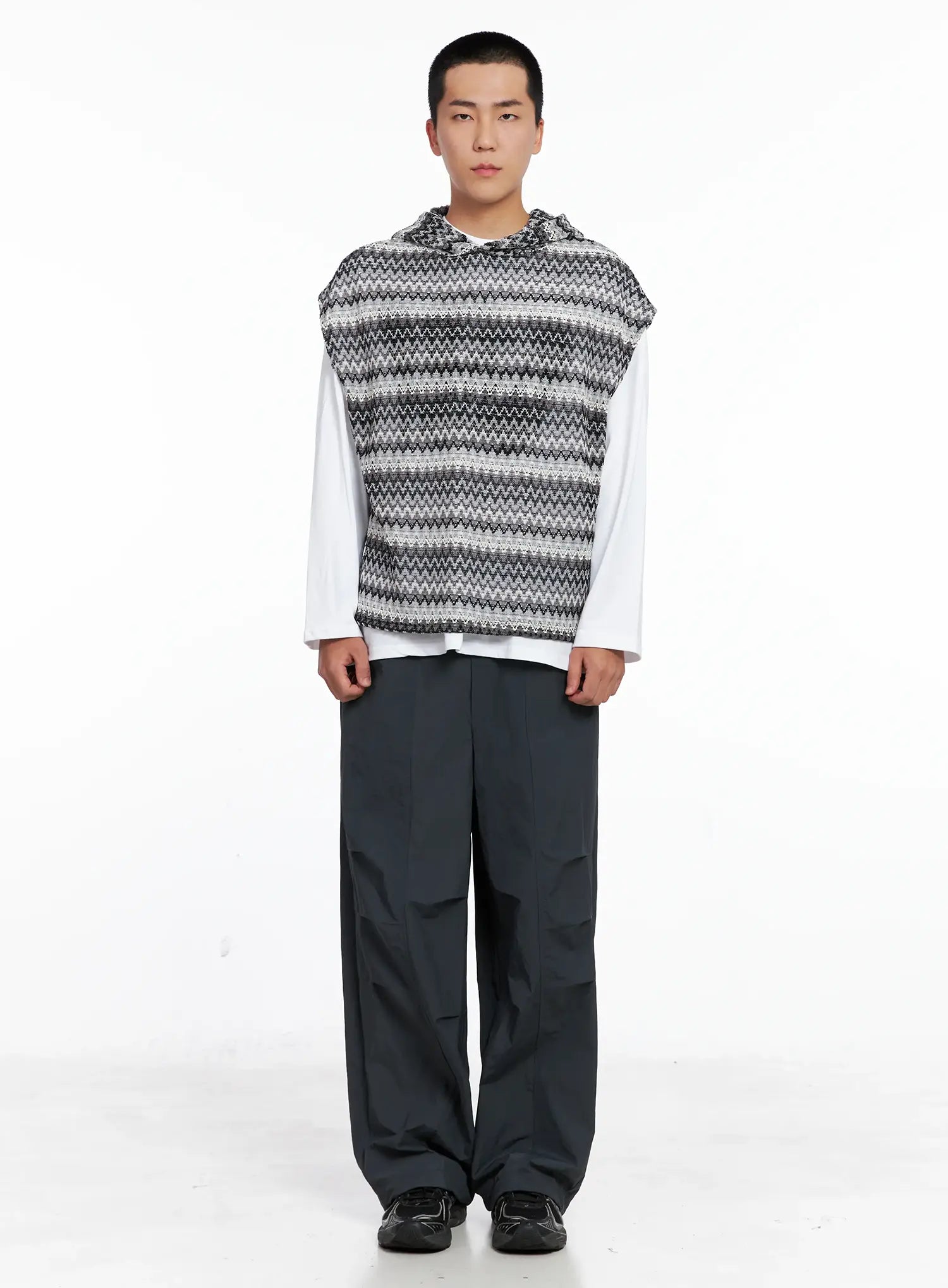 Men's Crochet Hoodie Vest IG529