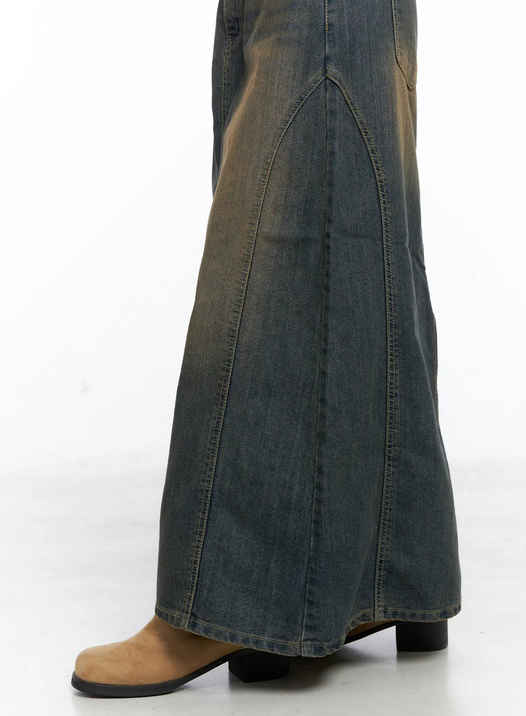 Clay Wash Denim Maxi Skirt CS503