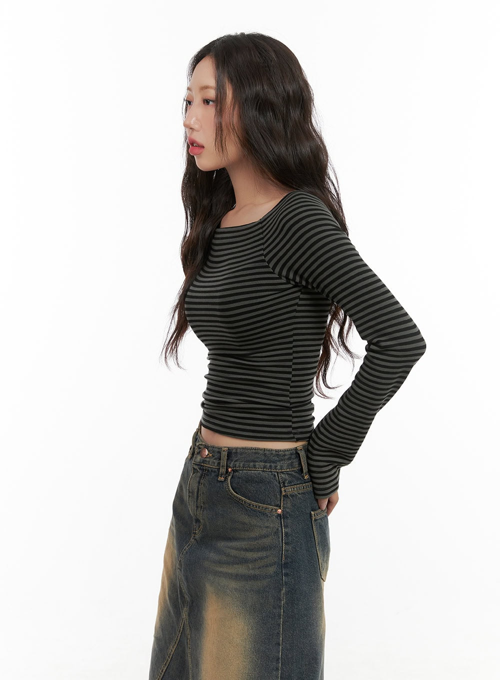 Stripe Square Neck Long Sleeve CG423
