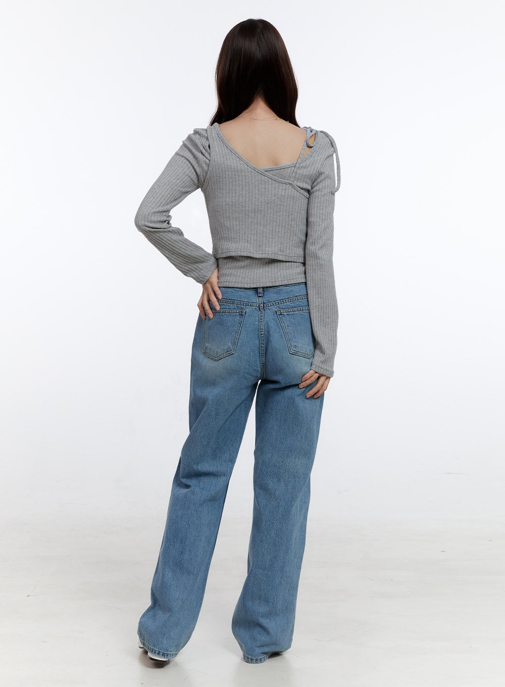 Slim Fit Strap Long Sleeve Set OO407