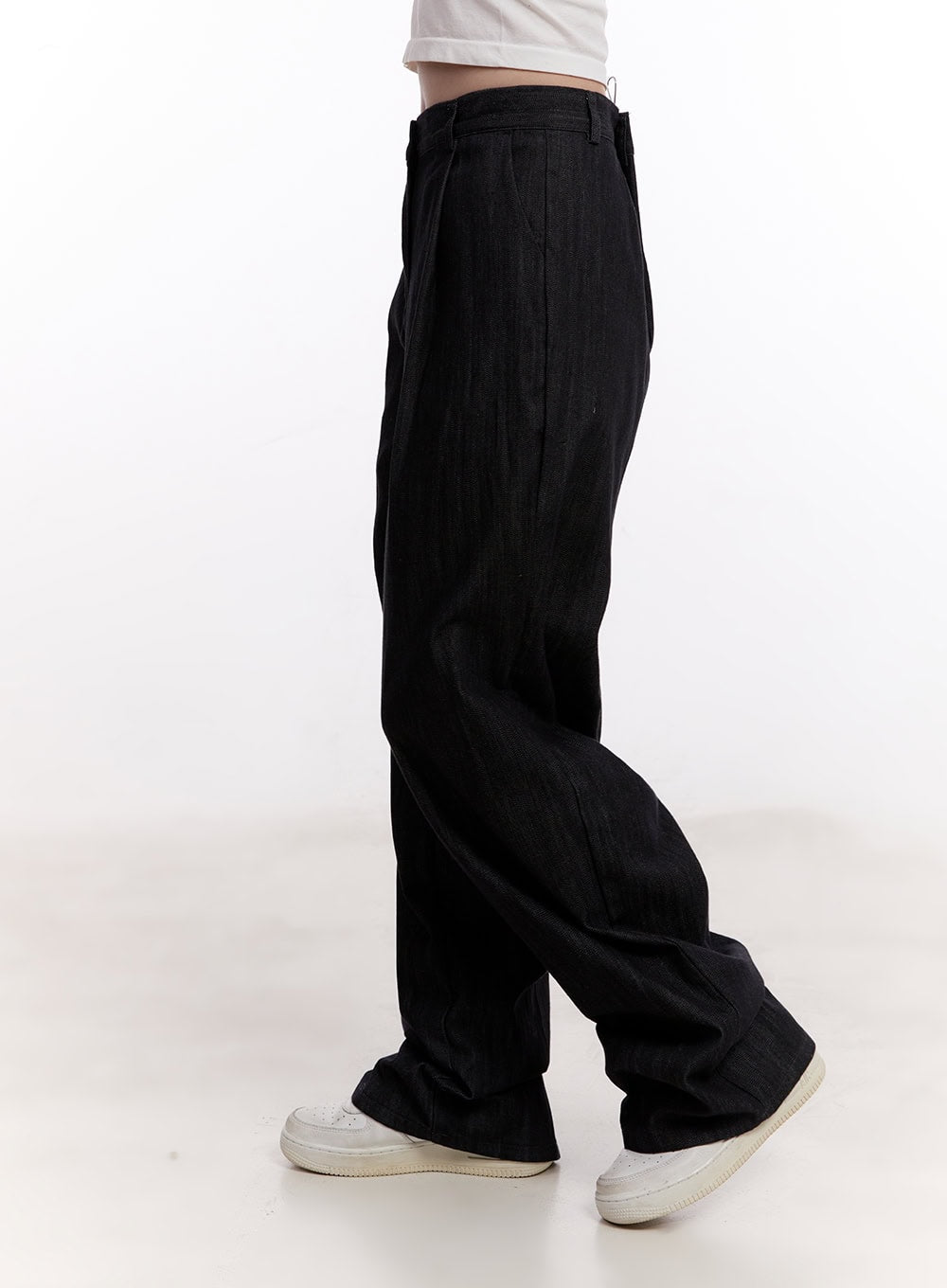 Pintuck Wide-Leg Denim Pants CM527