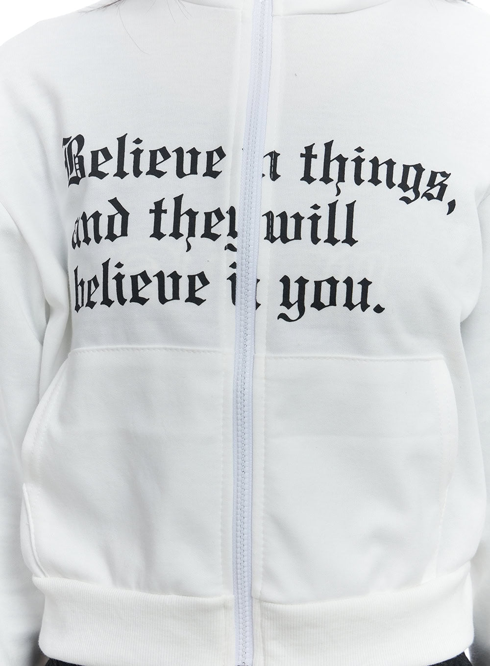 Zip-Up Cotton Lettered Sweatshirt CS420