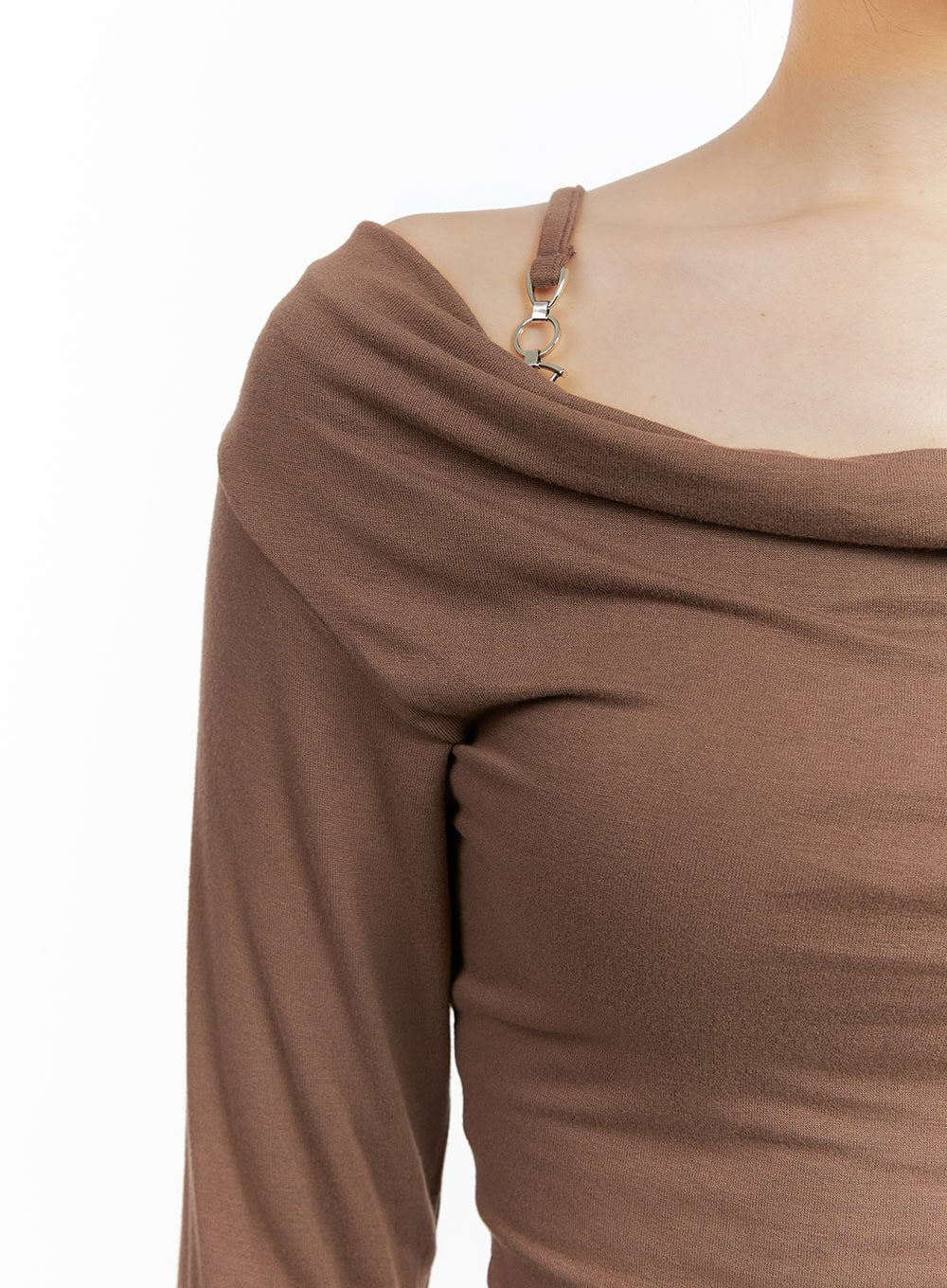 Buckle Shirred Off Shoulder Long Sleeve CG423