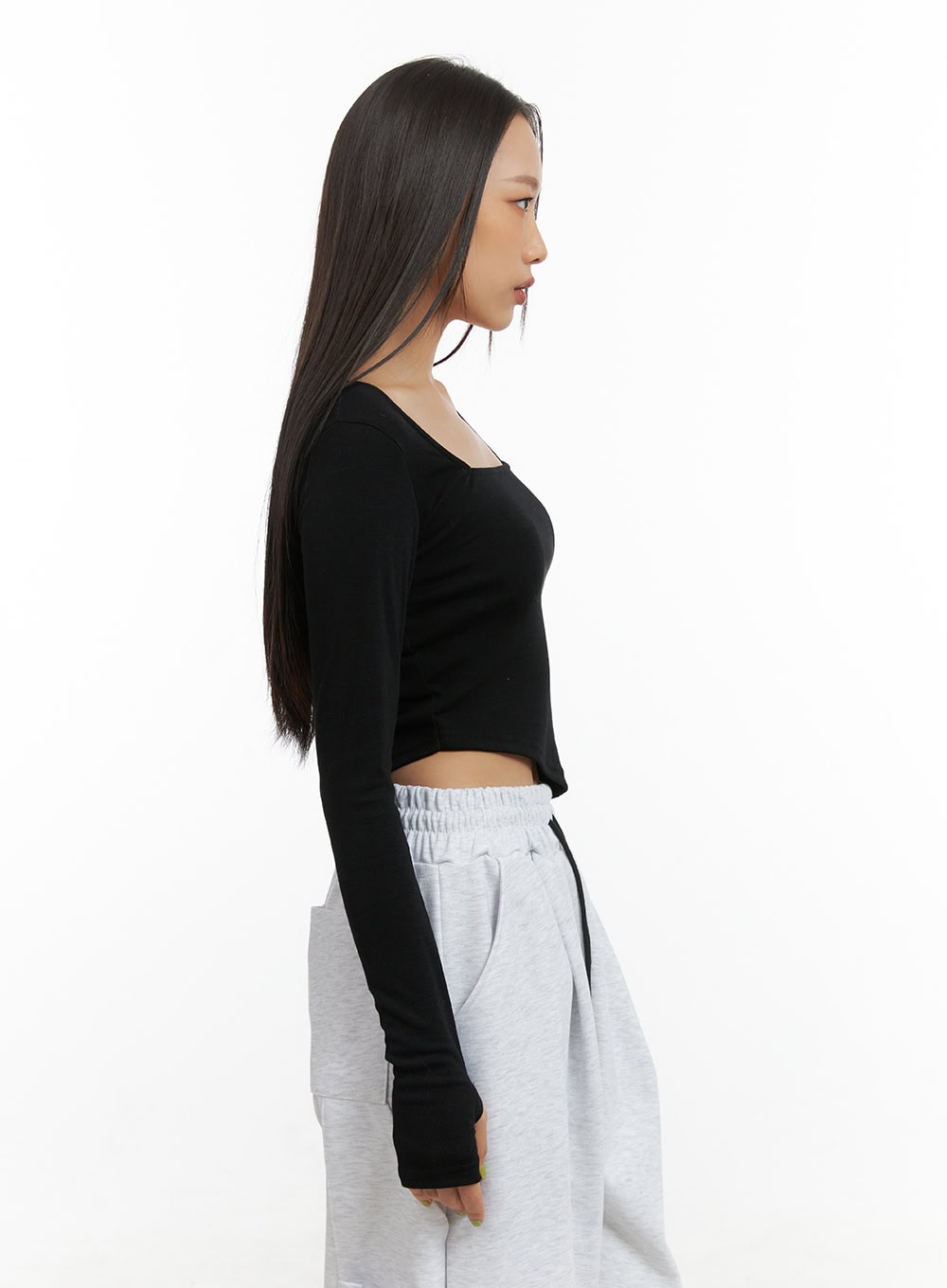 Square-Neck Unbalanced Crop Top CO424
