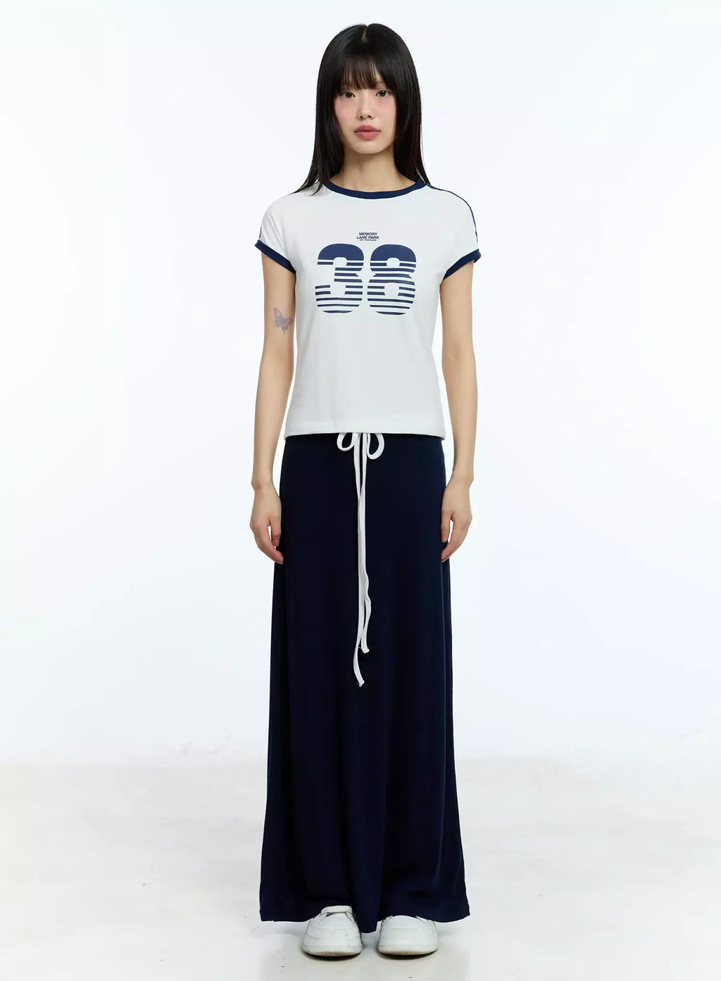 Two-Tone Comfy Maxi Skirt IU523