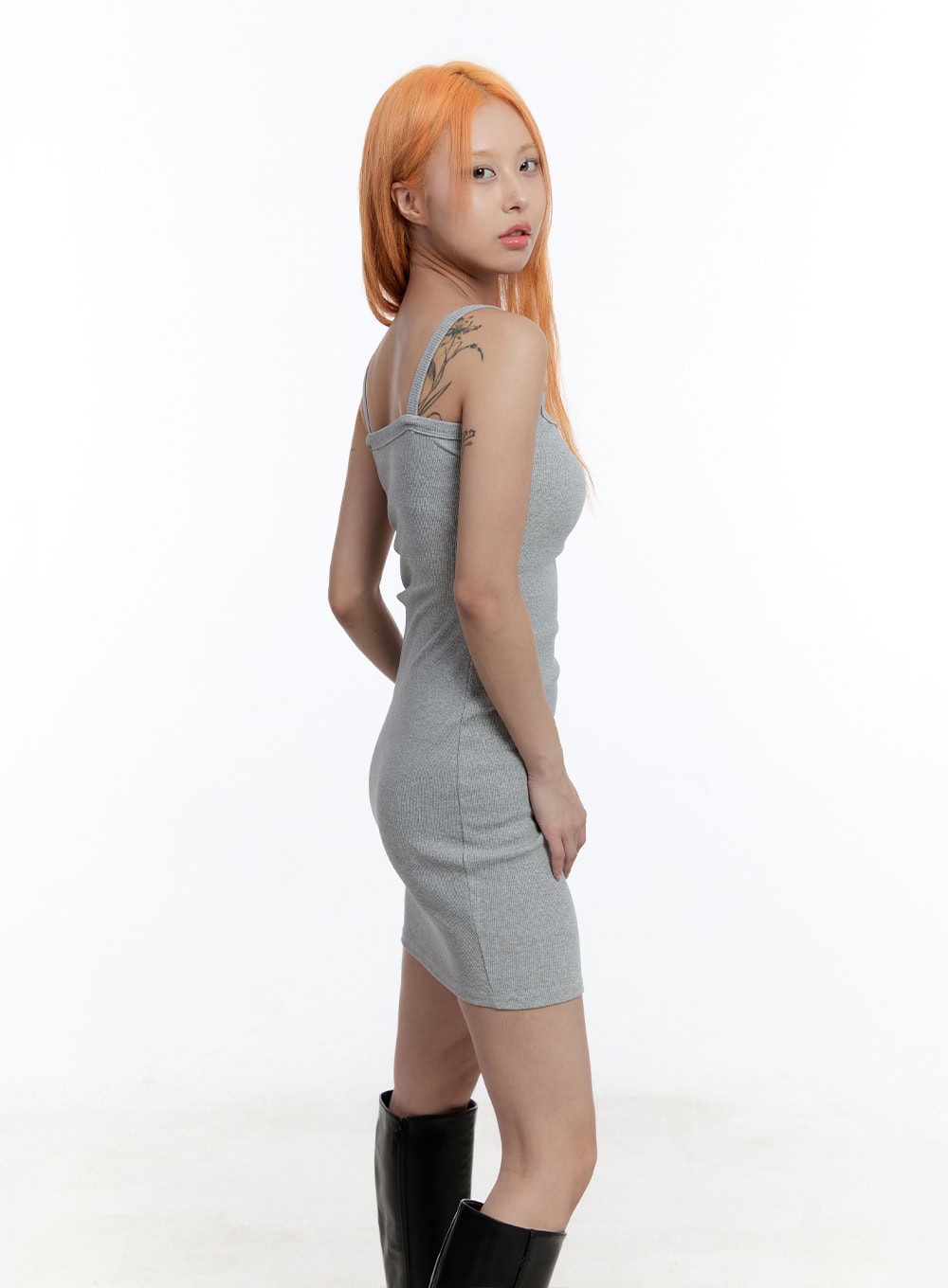 Ribbed Square-Neck Mini Dress CY530