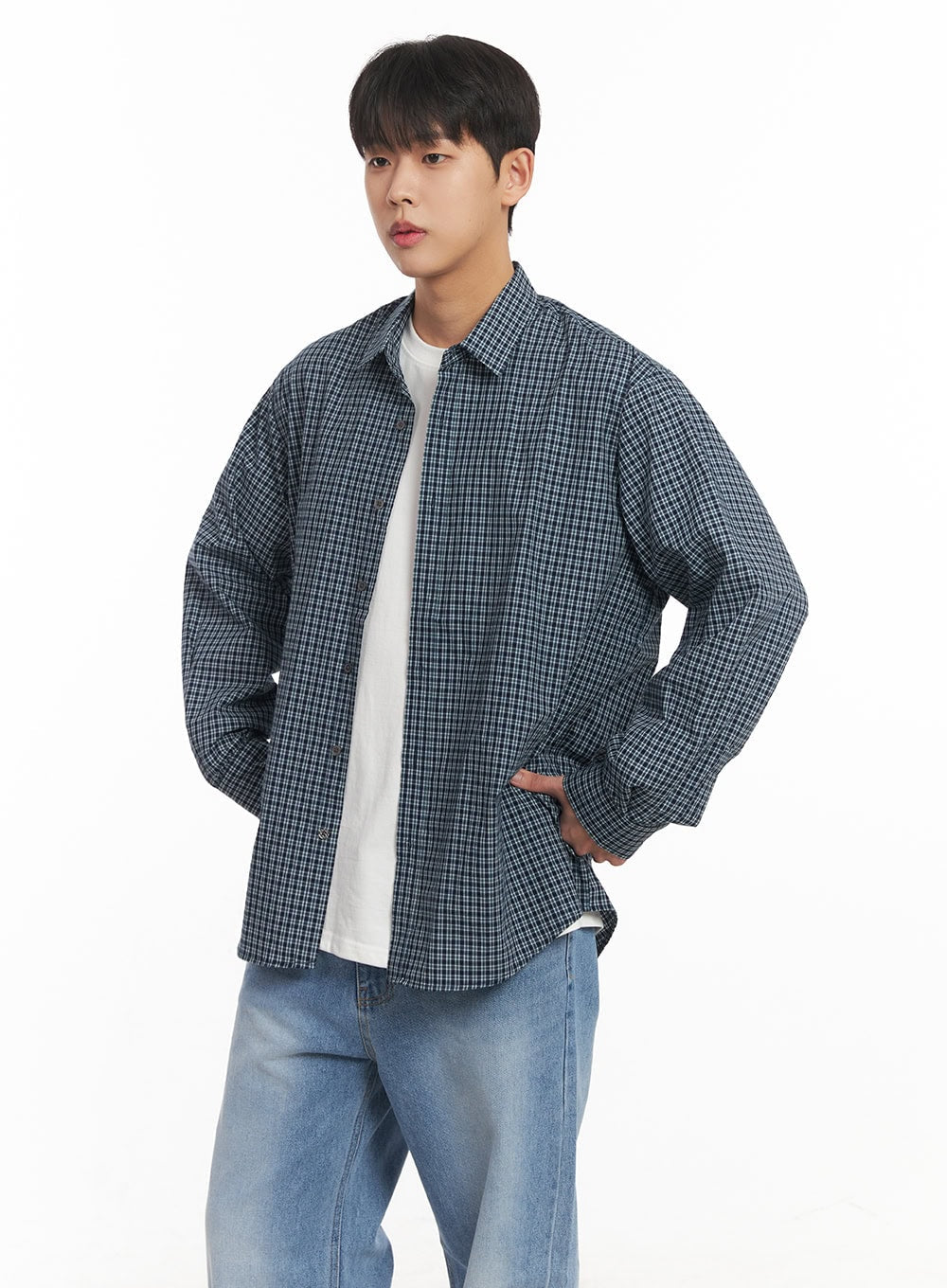 Men's Oversized Checkered Cotton Shirt IM517