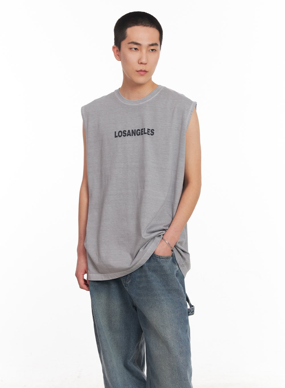 Men's Los Angeles Graphic Loose-Fit Sleeveless Shirt IY506