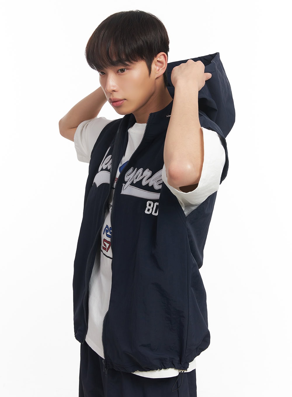 Men's New York Graphic Hooded Vest IA518