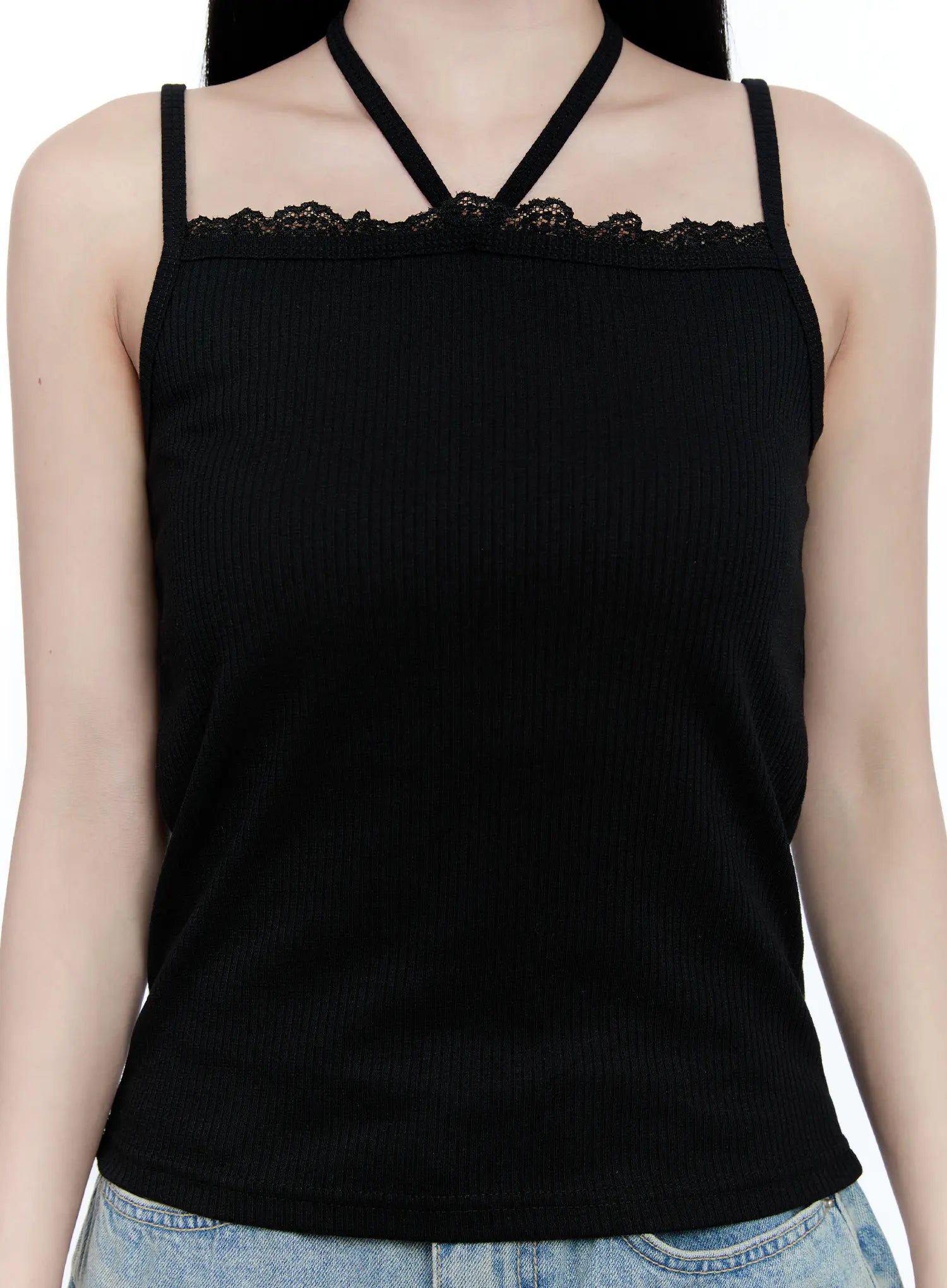 Lace-Trim Halter Tank CG512